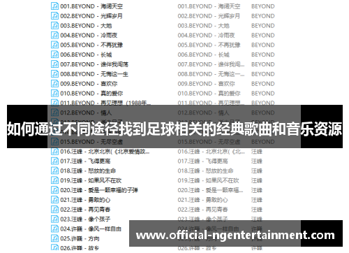 如何通过不同途径找到足球相关的经典歌曲和音乐资源